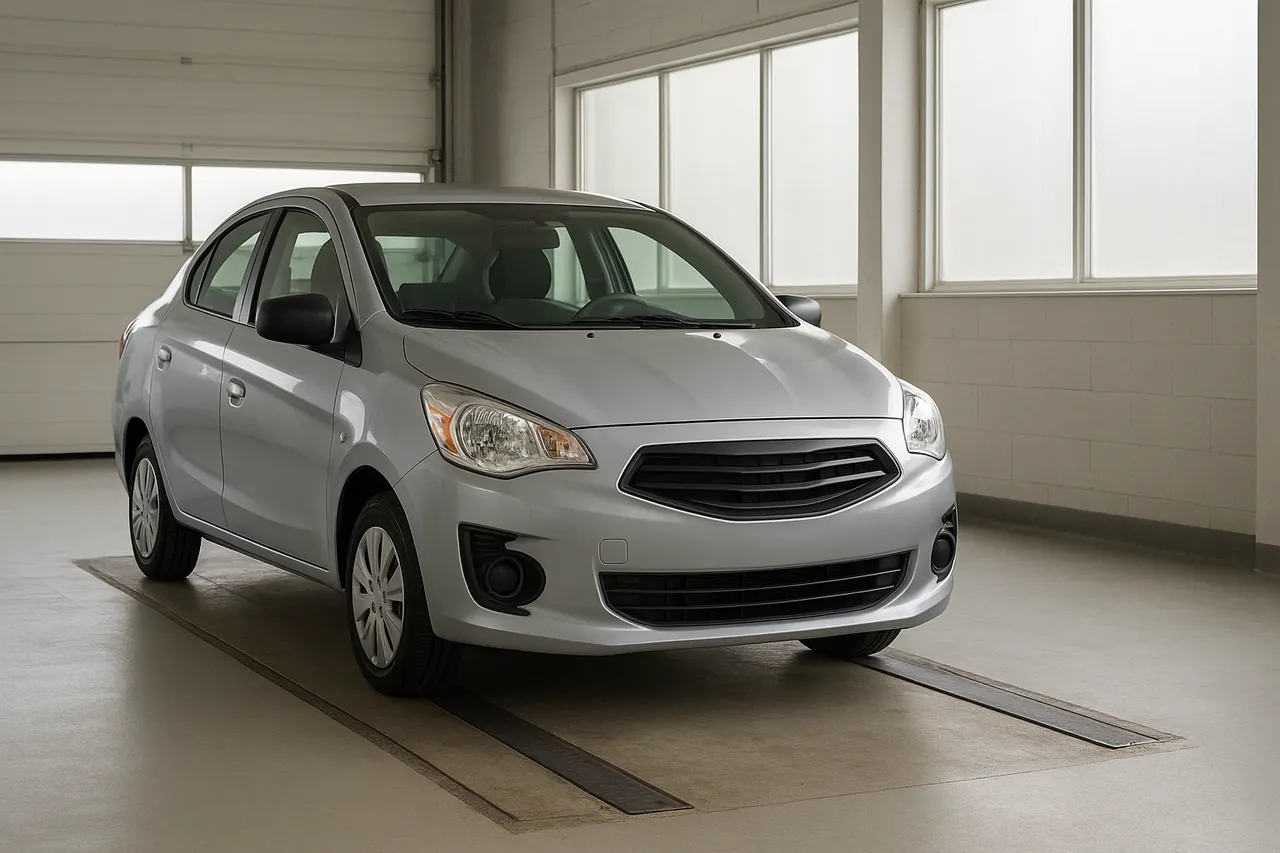 Parked car with tyres, lights and windscreen visible for a pre-MOT check